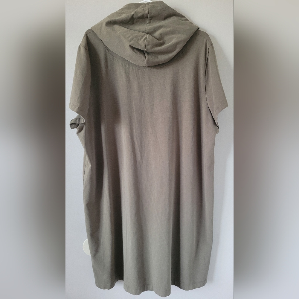 Calvin Klein Khaki/Olive Green Hooded Dress with Gold Logo Stretch Cotton 2X - Picture 11 of 15